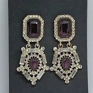 Vintage Elegant Fashion Purple Crystal Drop Earrings